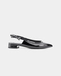 Karl Lagerfeld Ladies Kerrie Ribbon Slingback Black Patent Lthr