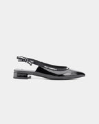 Karl Lagerfeld Ladies Kerrie Ribbon Slingback Black Patent Lthr