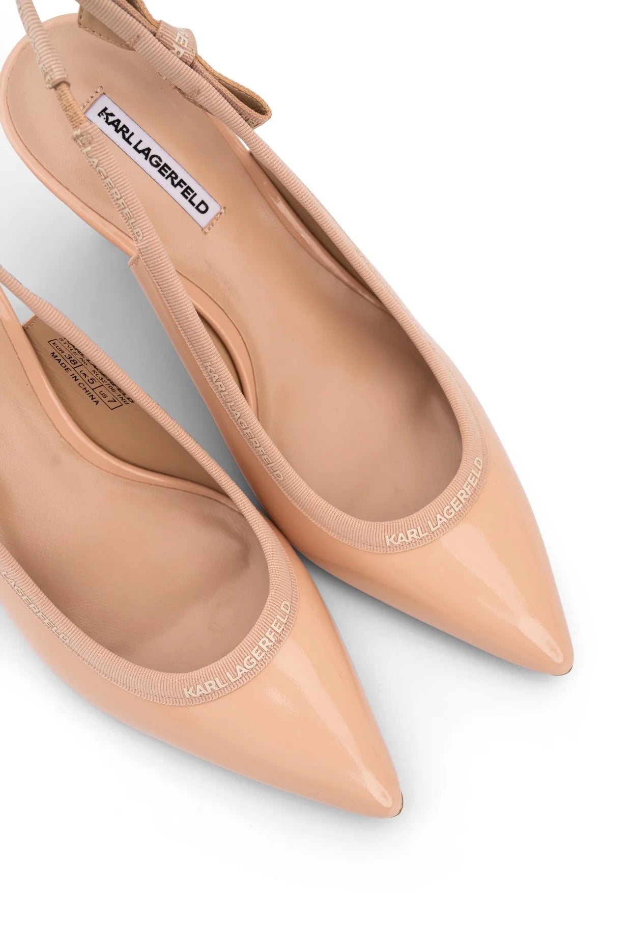Karl Lagerfeld Ladies Sienna Ribbon Sling Nude Patent Lthr