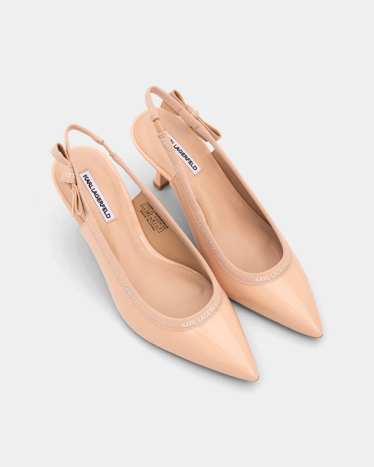 Karl Lagerfeld Ladies Sienna Ribbon Sling Nude Patent Lthr