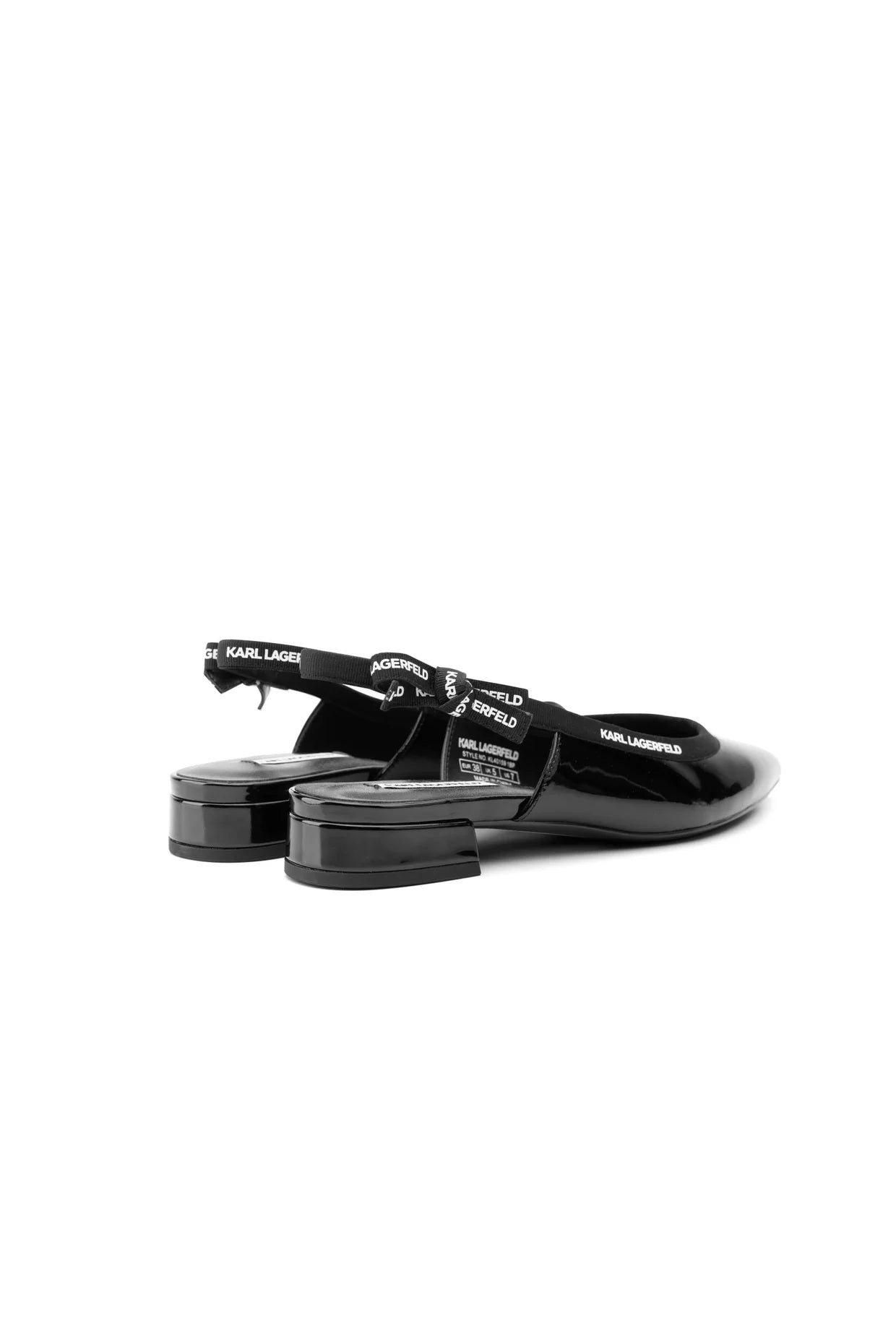 Karl Lagerfeld Ladies Kerrie Ribbon Slingback Black Patent Lthr