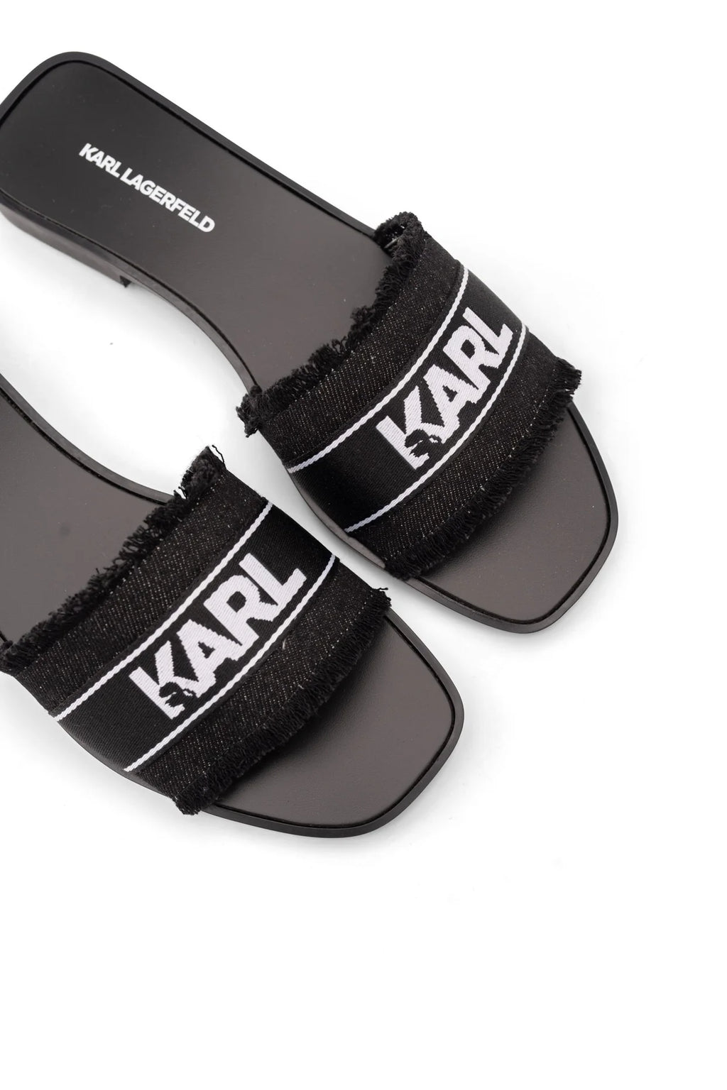 Karl Lagerfeld Ladies Skoot II Border Slide Black Canvas KL80411 900