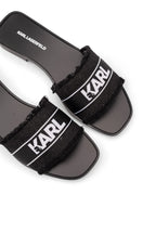 Karl Lagerfeld Ladies Skoot II Border Slide Black Canvas KL80411 900