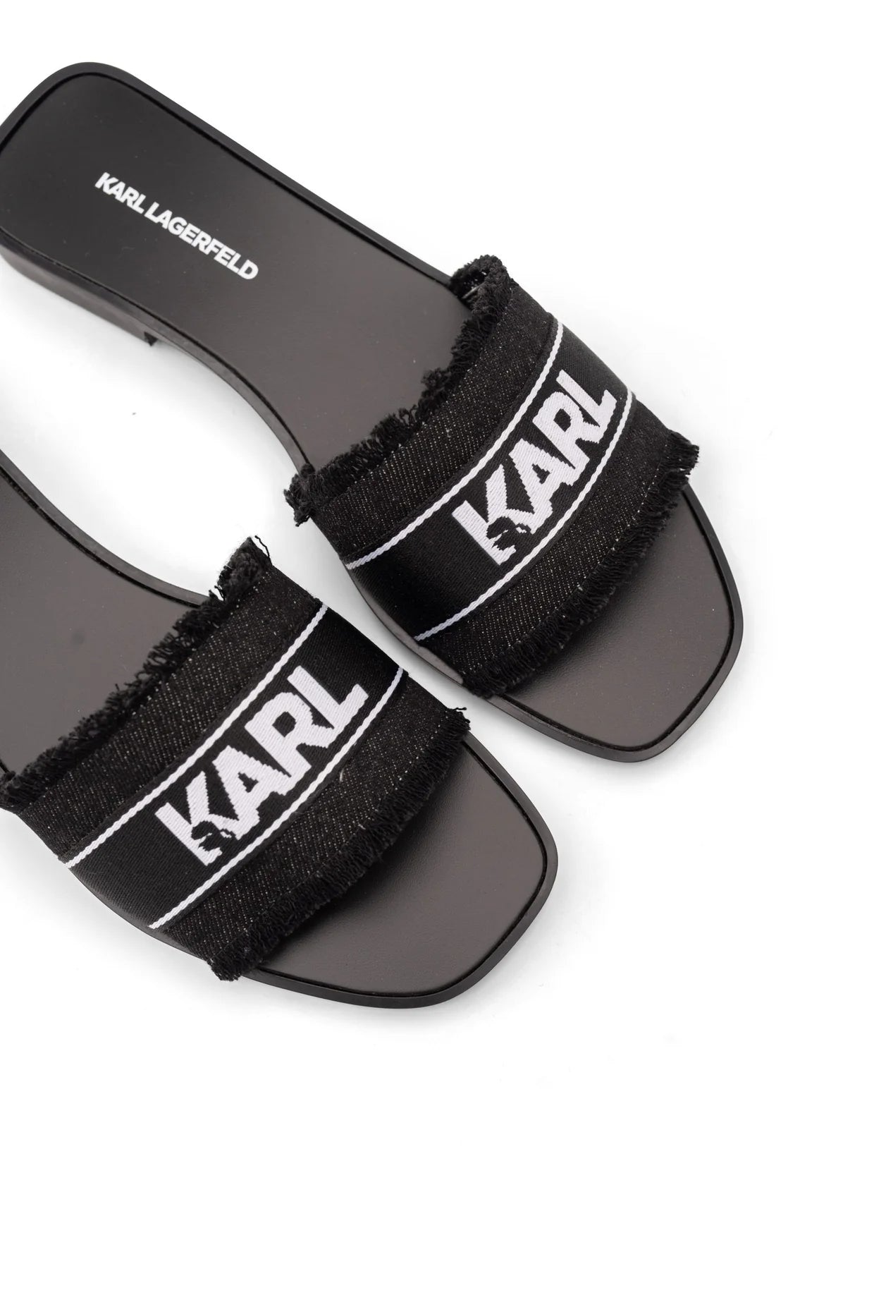 Karl Lagerfeld Ladies Skoot II Border Slide Black Canvas KL80411 900