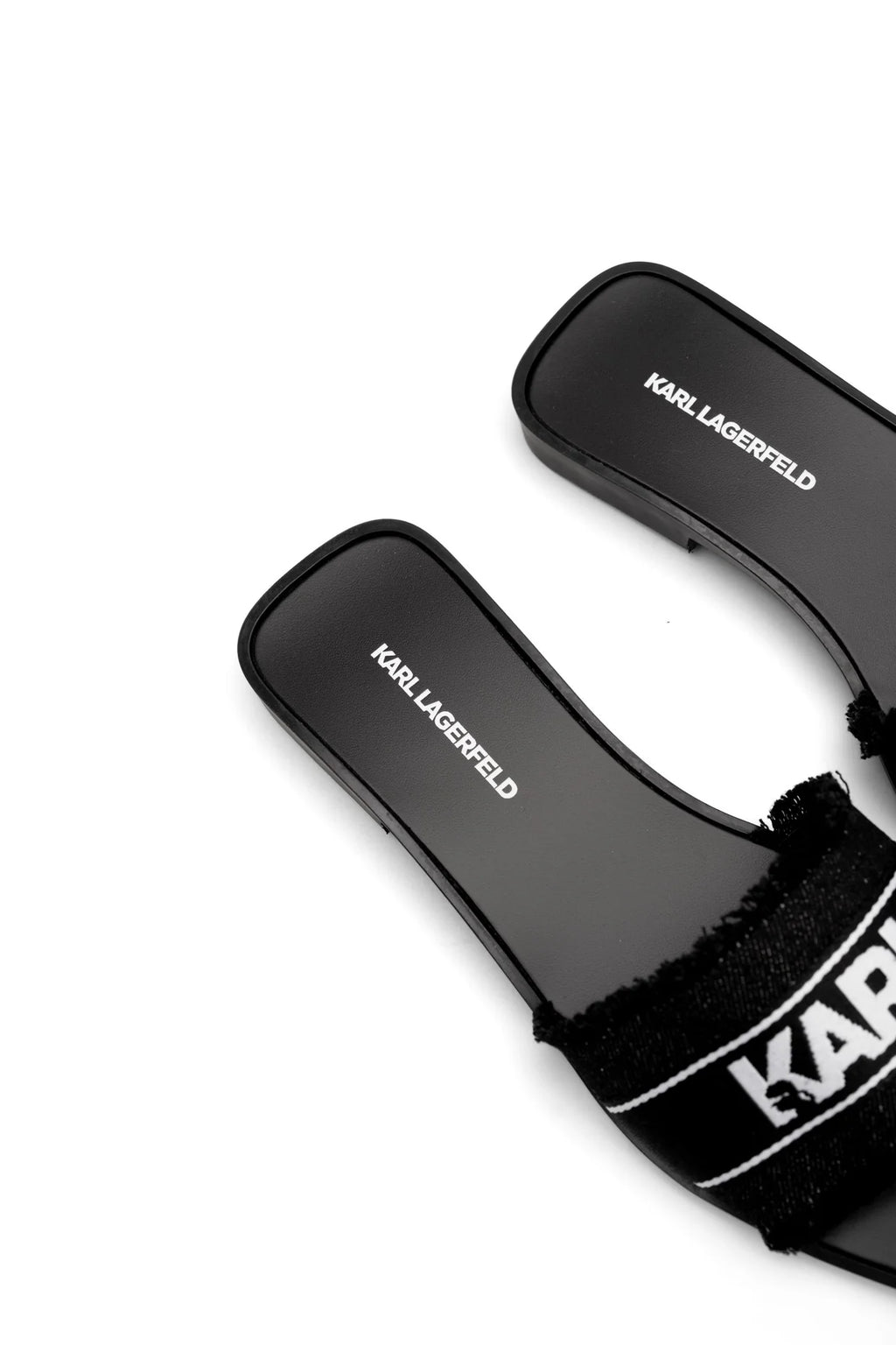 Karl Lagerfeld Ladies Skoot II Border Slide Black Canvas KL80411 900