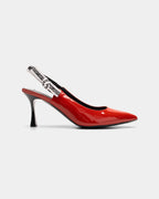 Karl Lagerfeld Ladies Sienna Ribbon Sling Back Brick Red Text Lthr