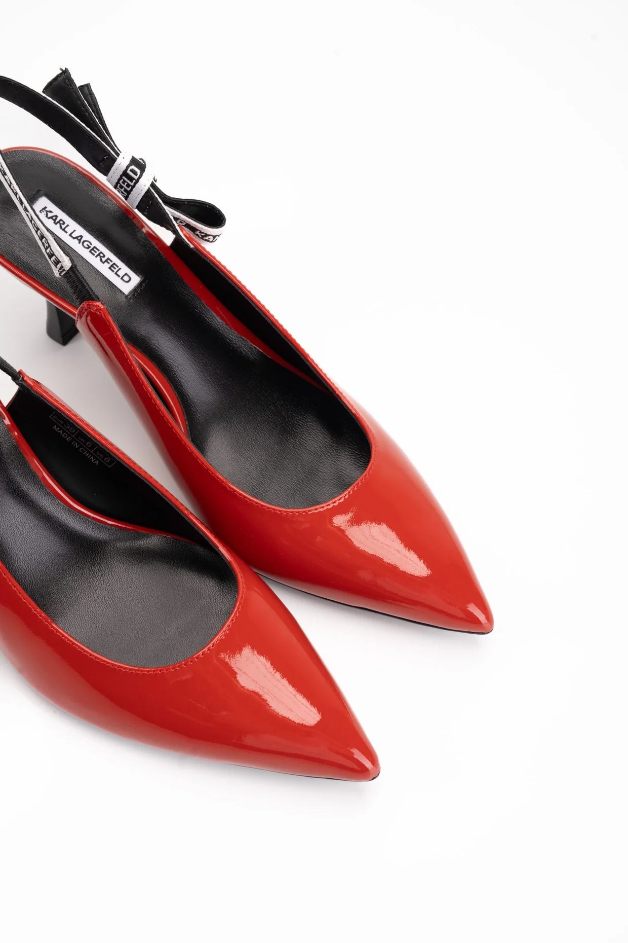 Karl Lagerfeld Ladies Sienna Ribbon Sling Back Brick Red Text Lthr