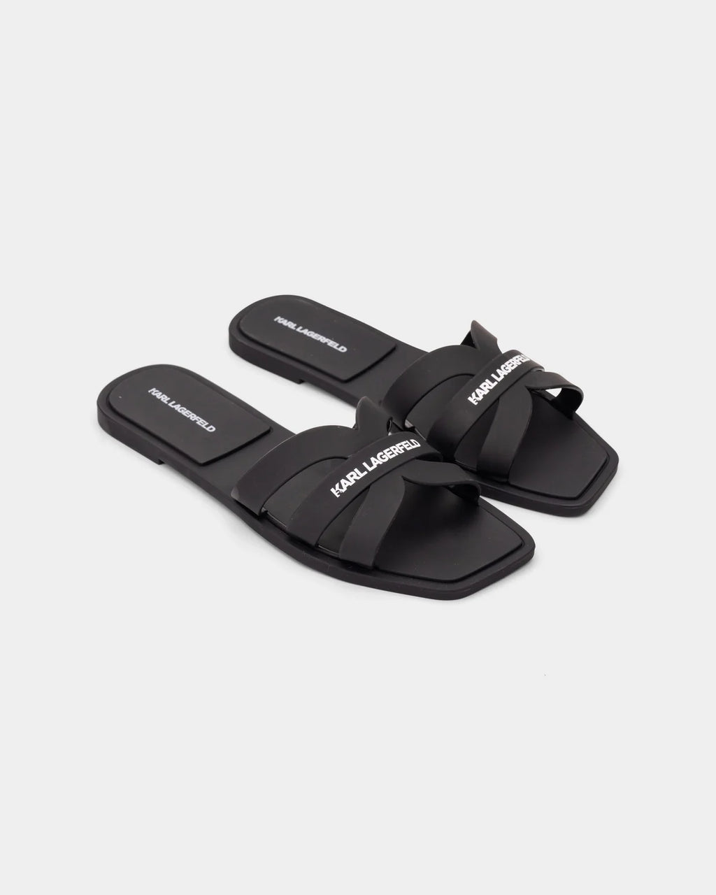 Karl Lagerfeld Ladies Jelly IV Matt Slide Black Leather KL80025 V00