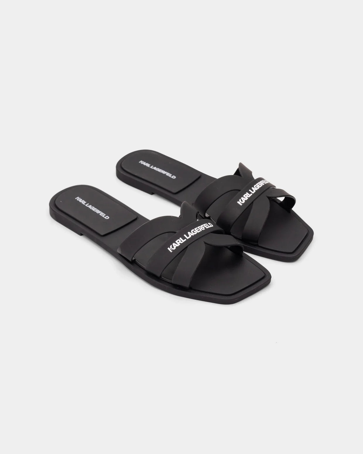 Karl Lagerfeld Ladies Jelly IV Matt Slide Black Leather KL80025 V00