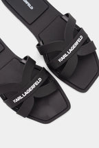 Karl Lagerfeld Ladies Jelly IV Matt Slide Black Leather KL80025 V00