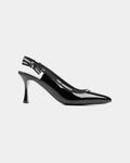 Karl Lagerfeld Ladies Sienna Ribbon Sling Black Patent Lthr