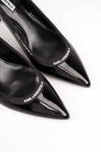 Karl Lagerfeld Ladies Sienna Ribbon Sling Black Patent Lthr