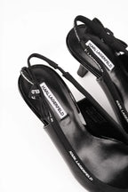 Karl Lagerfeld Ladies Sienna Ribbon Sling Black Patent Lthr