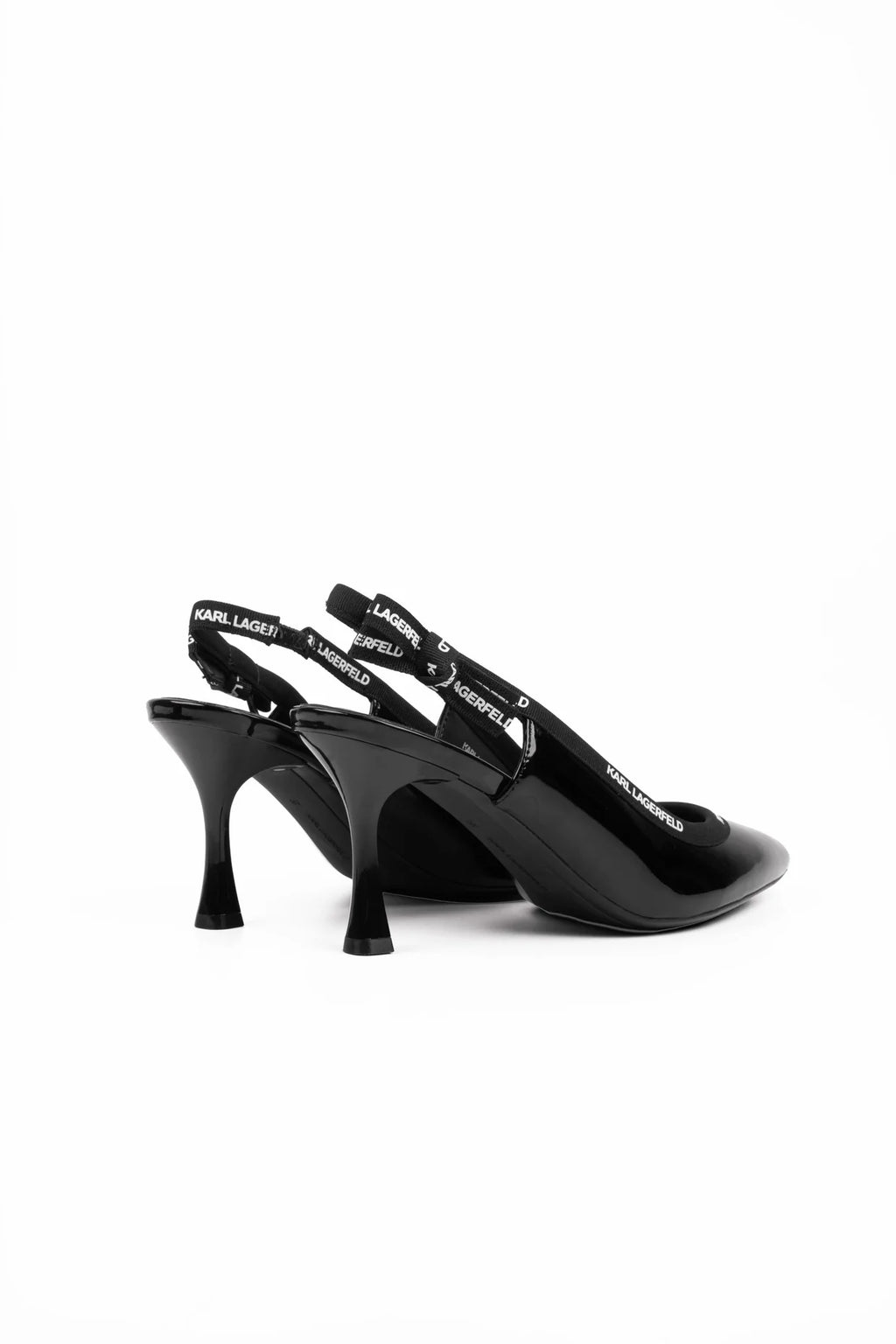 Karl Lagerfeld Ladies Sienna Ribbon Sling Black Patent Lthr