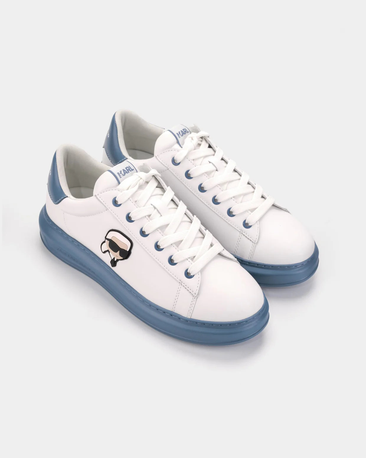 Karl Lagerfeld Men's Kapri NFT Metalik Lo Lace White Lthr w/Blue