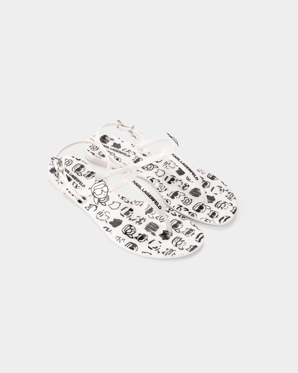 Karl Lagerfeld Ladies Jelly NFT Graffiti Sling White Rubber w/Black