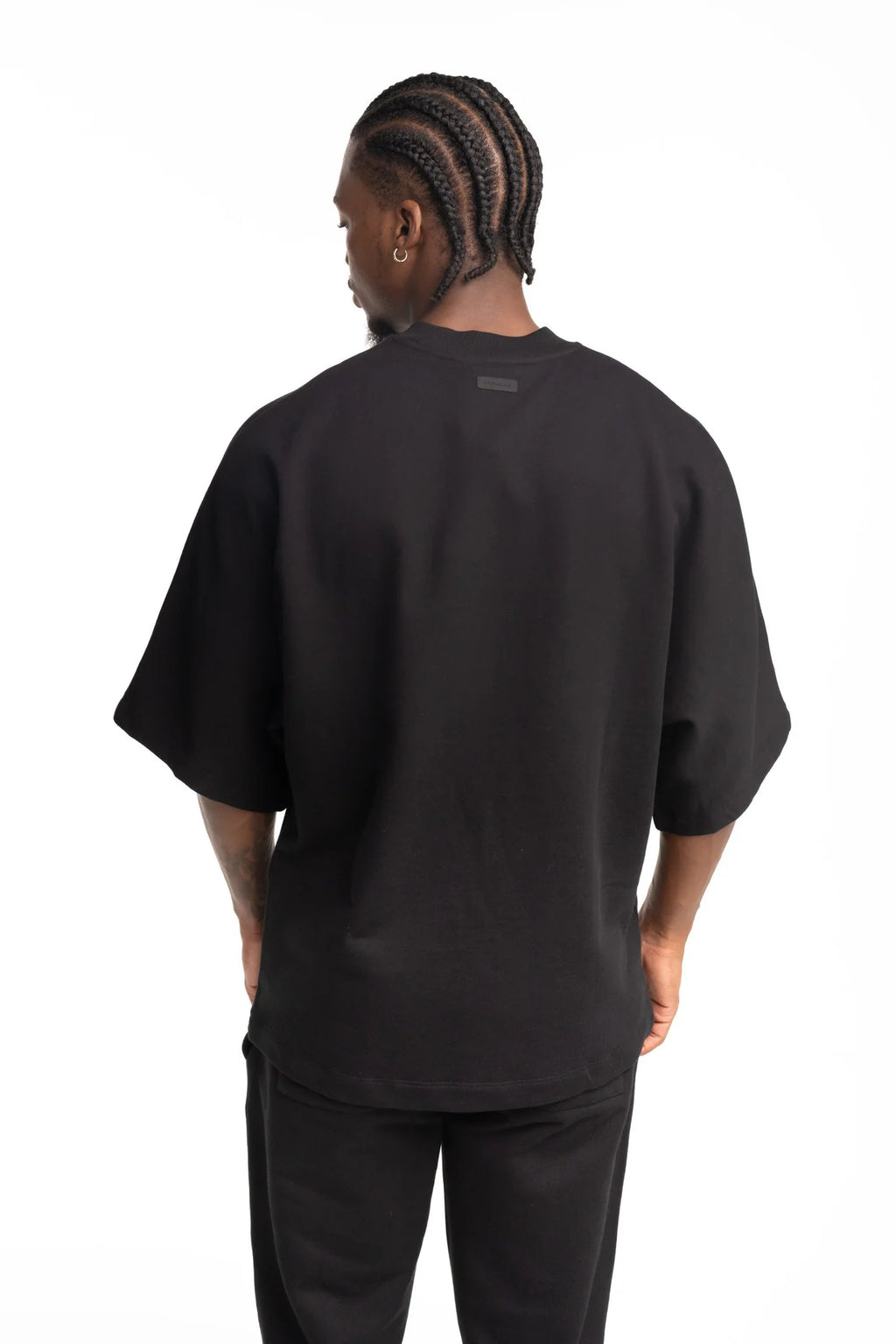 Hydraulics Metal Badge Fleece Super Oversized Fit T Shirt Black