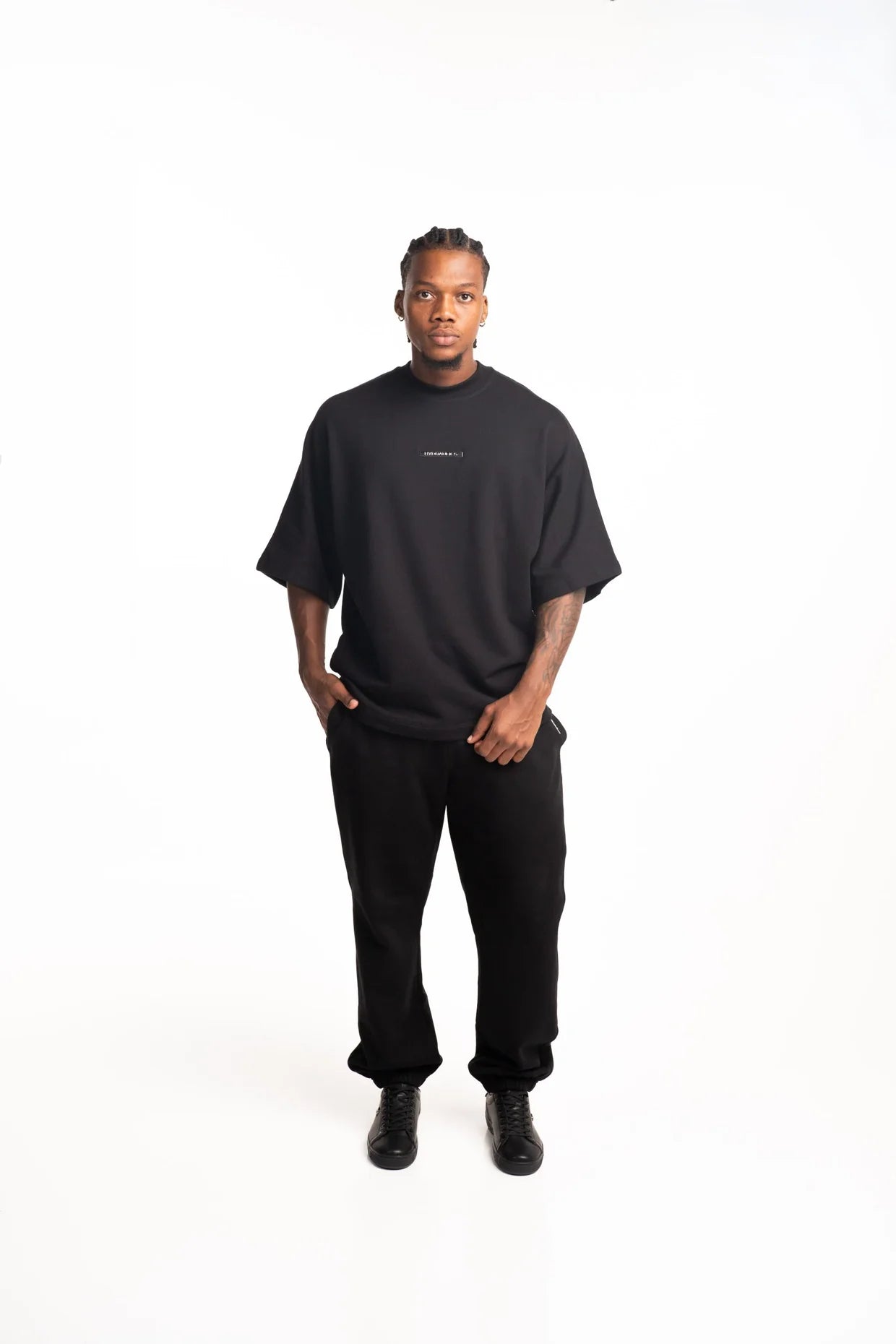 Hydraulics Metal Badge Fleece Super Oversized Fit T Shirt Black