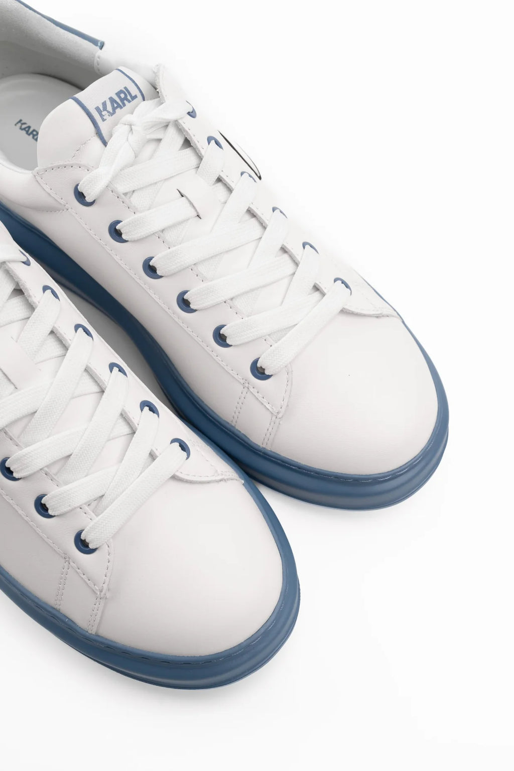 Karl Lagerfeld Men's Kapri NFT Metalik Lo Lace White Lthr w/Blue