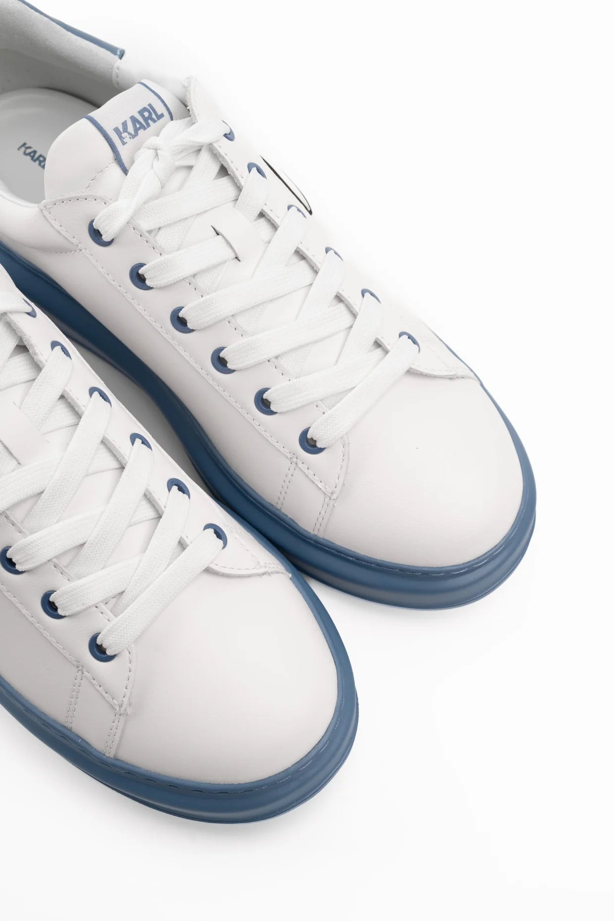 Karl Lagerfeld Men's Kapri NFT Metalik Lo Lace White Lthr w/Blue