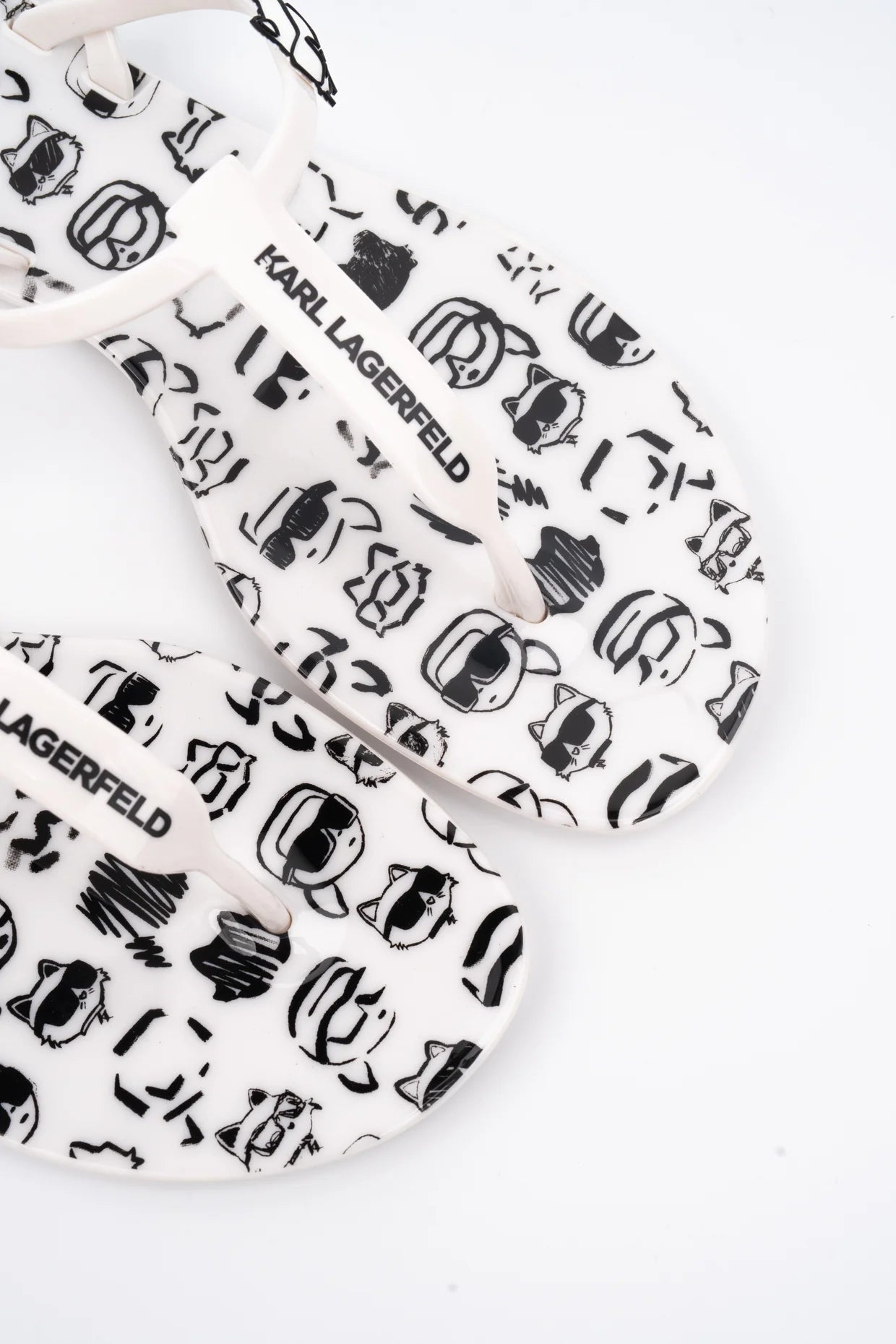 Karl Lagerfeld Ladies Jelly NFT Graffiti Sling White Rubber w/Black