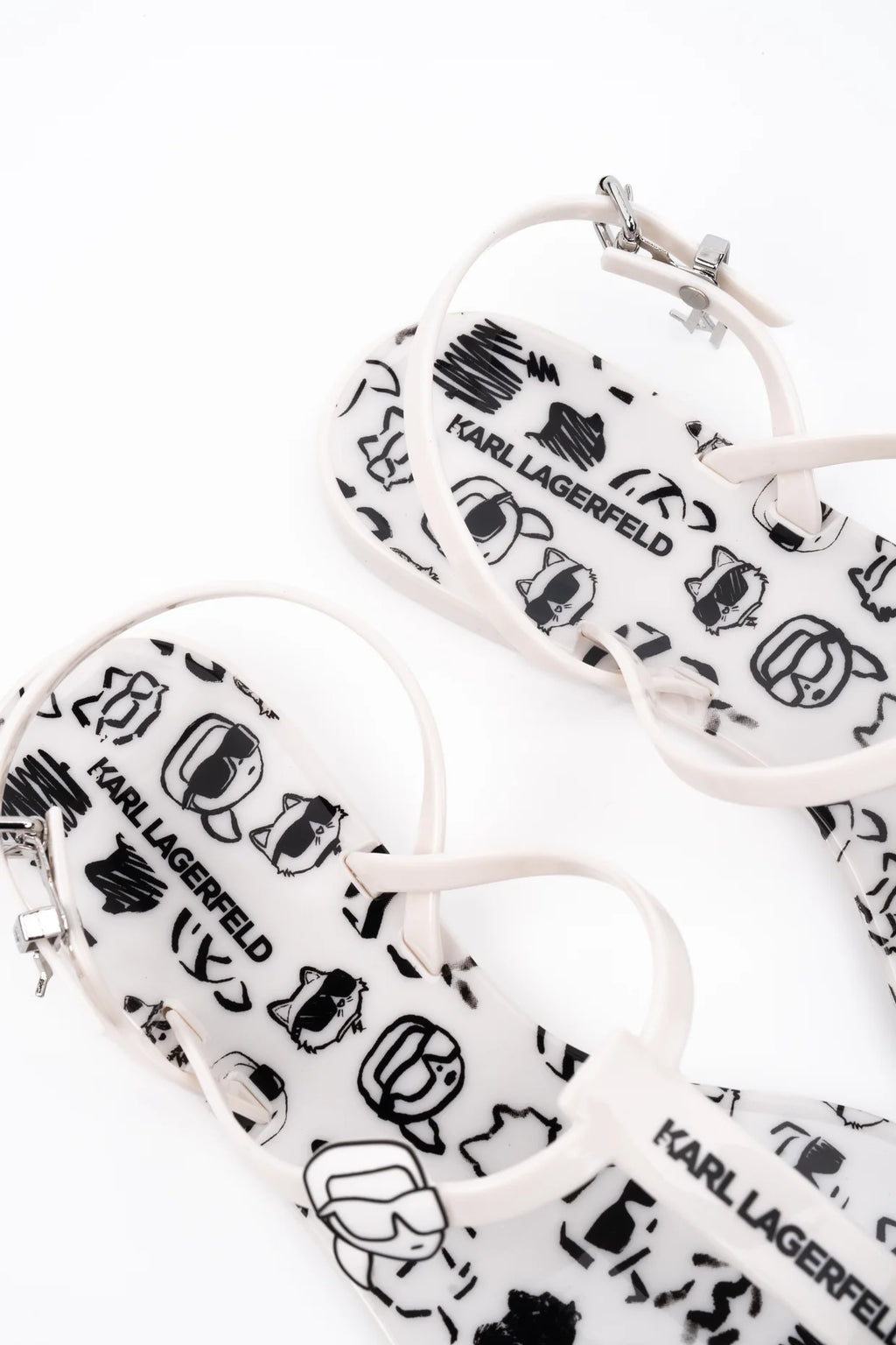 Karl Lagerfeld Ladies Jelly NFT Graffiti Sling White Rubber w/Black