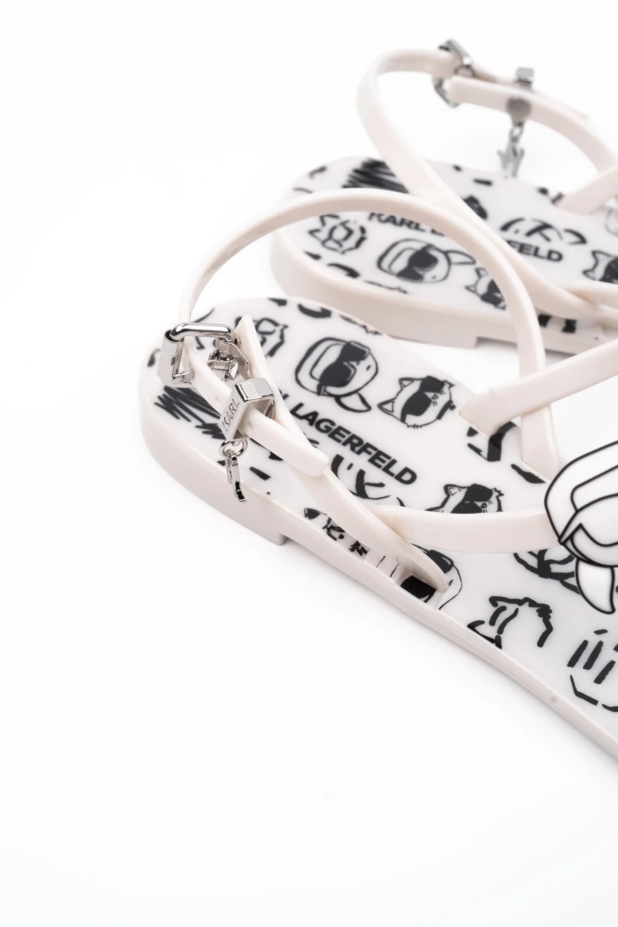 Karl Lagerfeld Ladies Jelly NFT Graffiti Sling White Rubber w/Black