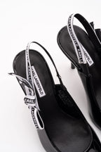 Karl Lagerfeld Ladies Sarabande Ribbon Sling Shoe Black Patent Lthr KL30908 1BP