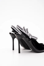 Karl Lagerfeld Ladies Sarabande Ribbon Sling Shoe Black Patent Lthr KL30908 1BP