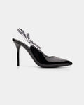 Karl Lagerfeld Ladies Sarabande Ribbon Sling Shoe Black Patent Lthr KL30908 1BP
