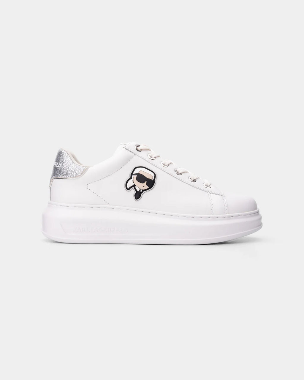 (Core) Karl Lagerfeld Ladies Kapri NFT Lo Lace White Lthr w/Silver KL62530N 01S