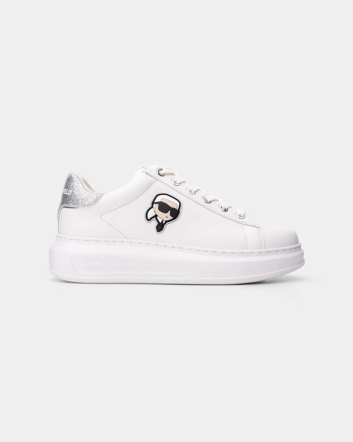 (Core) Karl Lagerfeld Ladies Kapri NFT Lo Lace White Lthr w/Silver KL62530N 01S