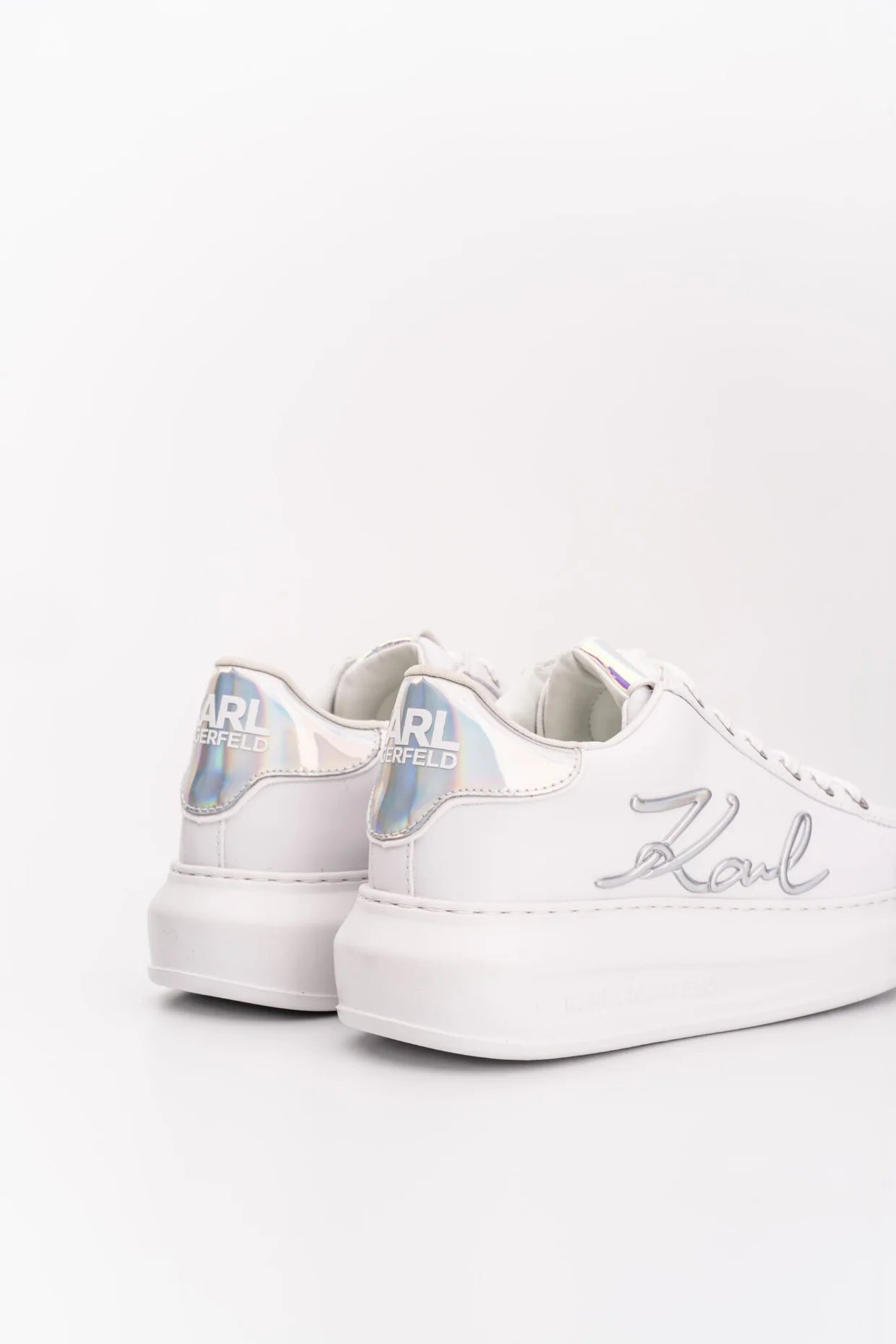 Karl Lagerfeld Ladies Kapri Signia Lace Lthr White w/Iridescent KL62510A 01I
