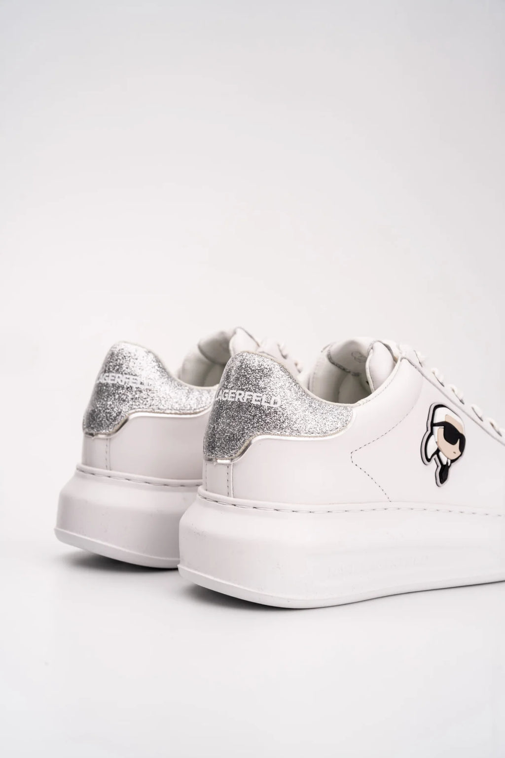 (Core) Karl Lagerfeld Ladies Kapri NFT Lo Lace White Lthr w/Silver KL62530N 01S