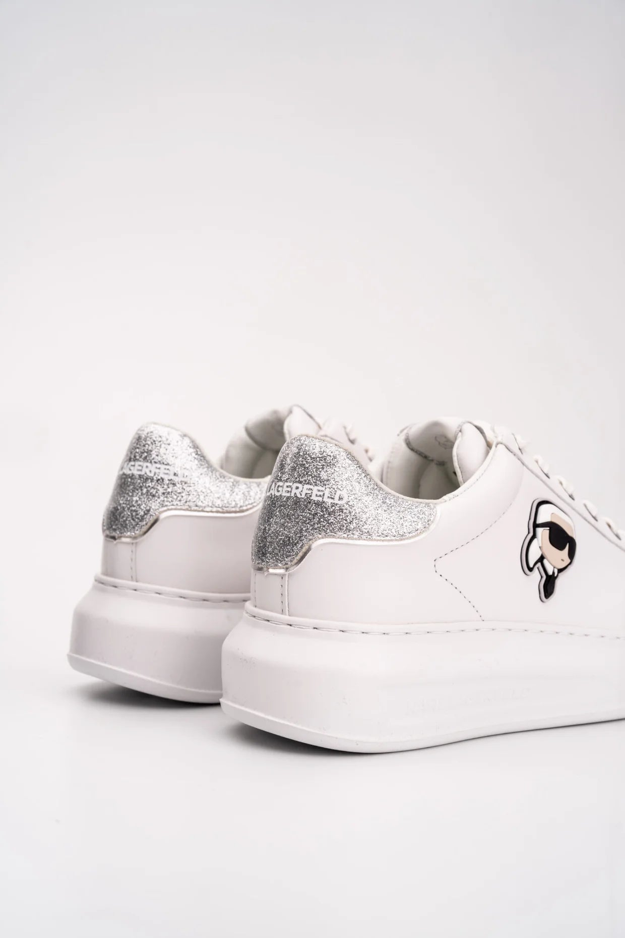 (Core) Karl Lagerfeld Ladies Kapri NFT Lo Lace White Lthr w/Silver KL62530N 01S