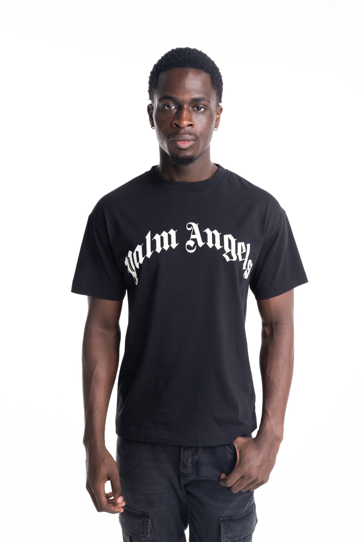 Palm Angels Men's Curved Logo Regular Tee
