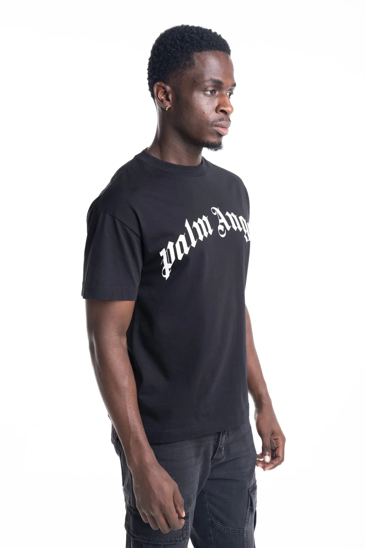 Palm Angels Men's Curved Logo Regular Tee