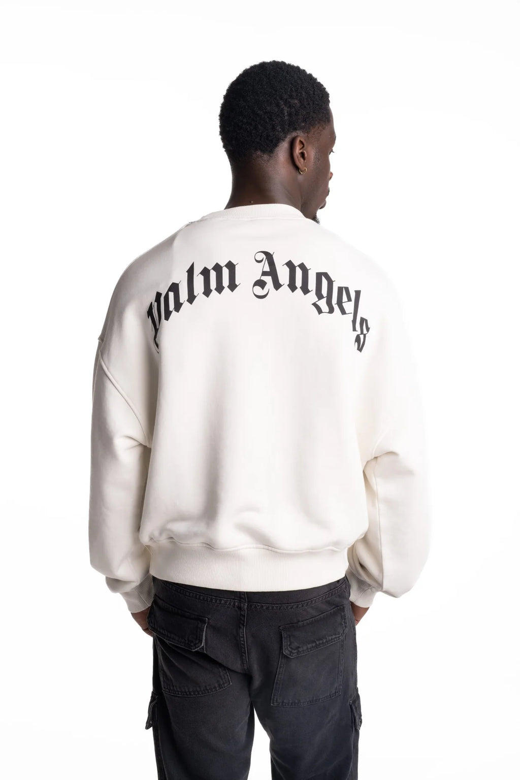 Palm Angels Men's Back Curved Logo Loose Crew