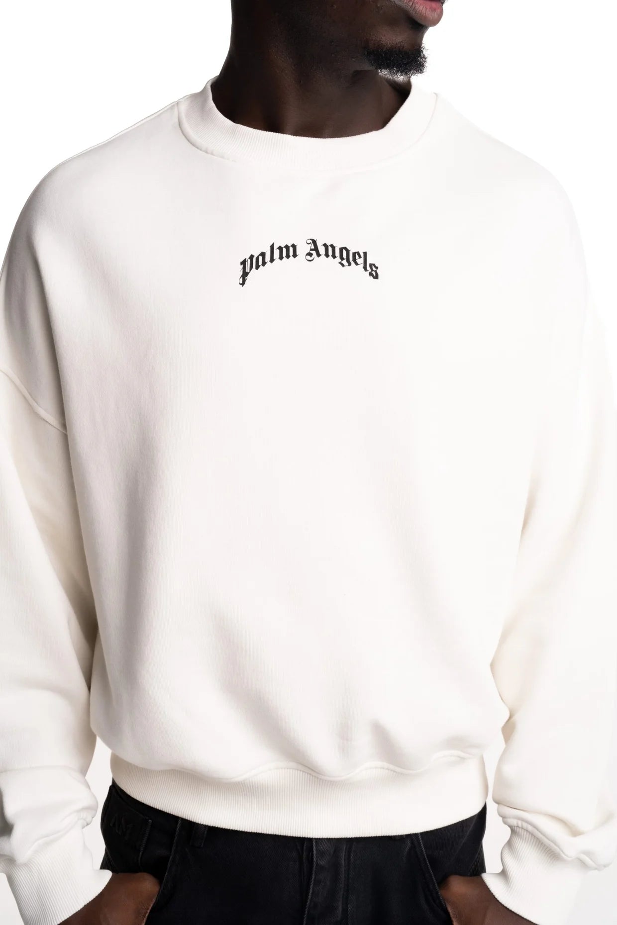 Palm Angels Men's Back Curved Logo Loose Crew
