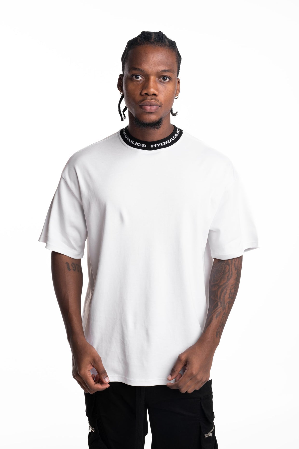 Hydraulics Contrast Branded Ribbing Oversized Fit T Shirt White
