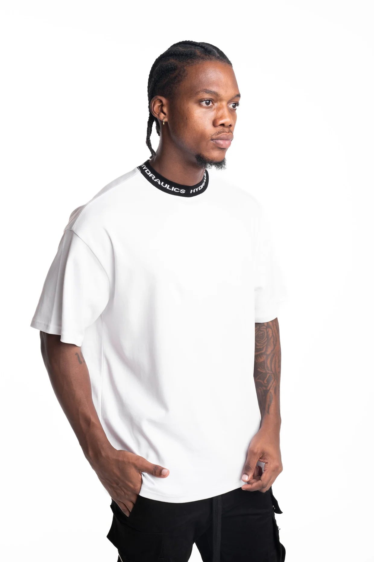 Hydraulics Contrast Branded Ribbing Oversized Fit T Shirt White