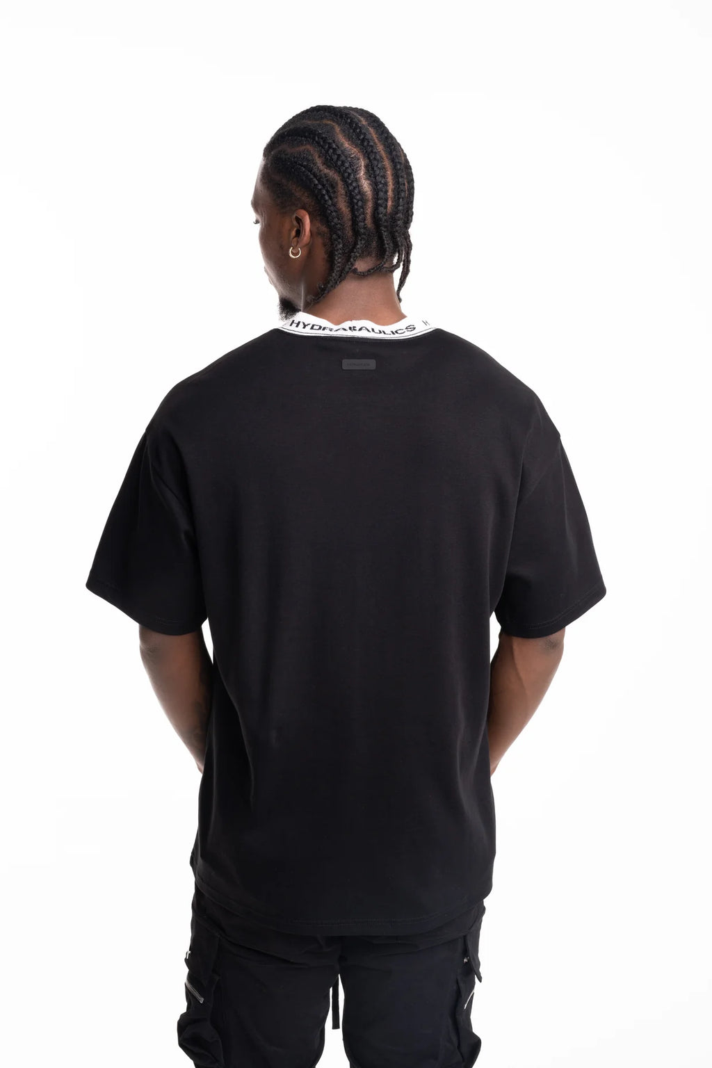 Hydraulics Contrast Branded Ribbing Oversized Fit T Shirt Black