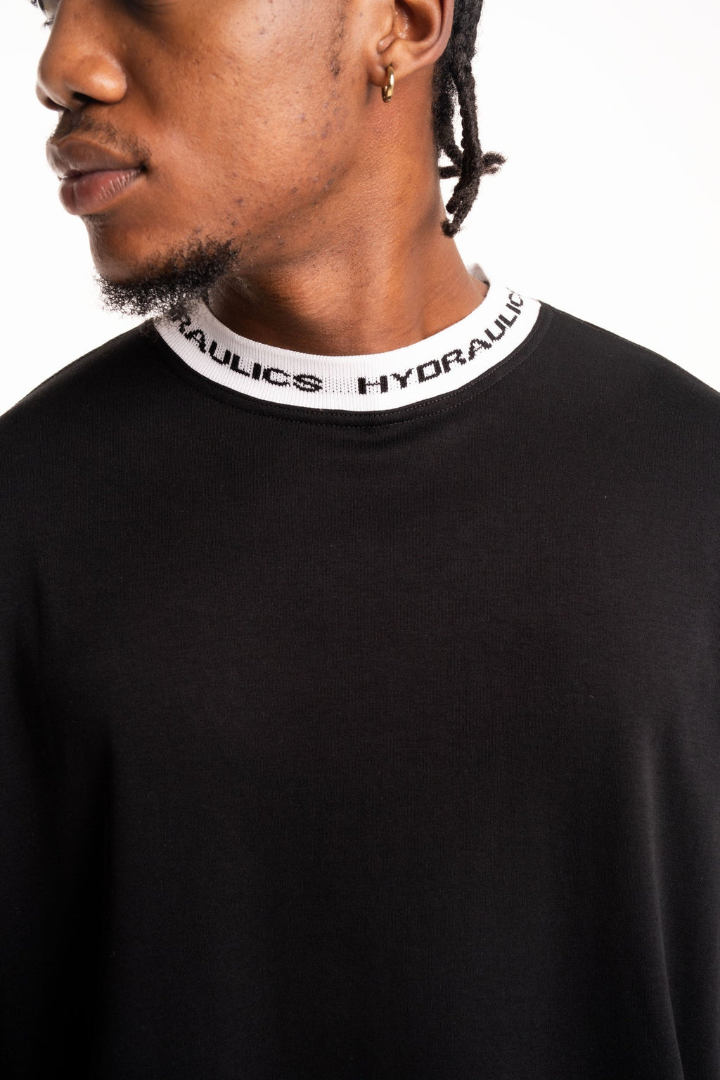 Hydraulics Contrast Branded Ribbing Oversized Fit T Shirt Black