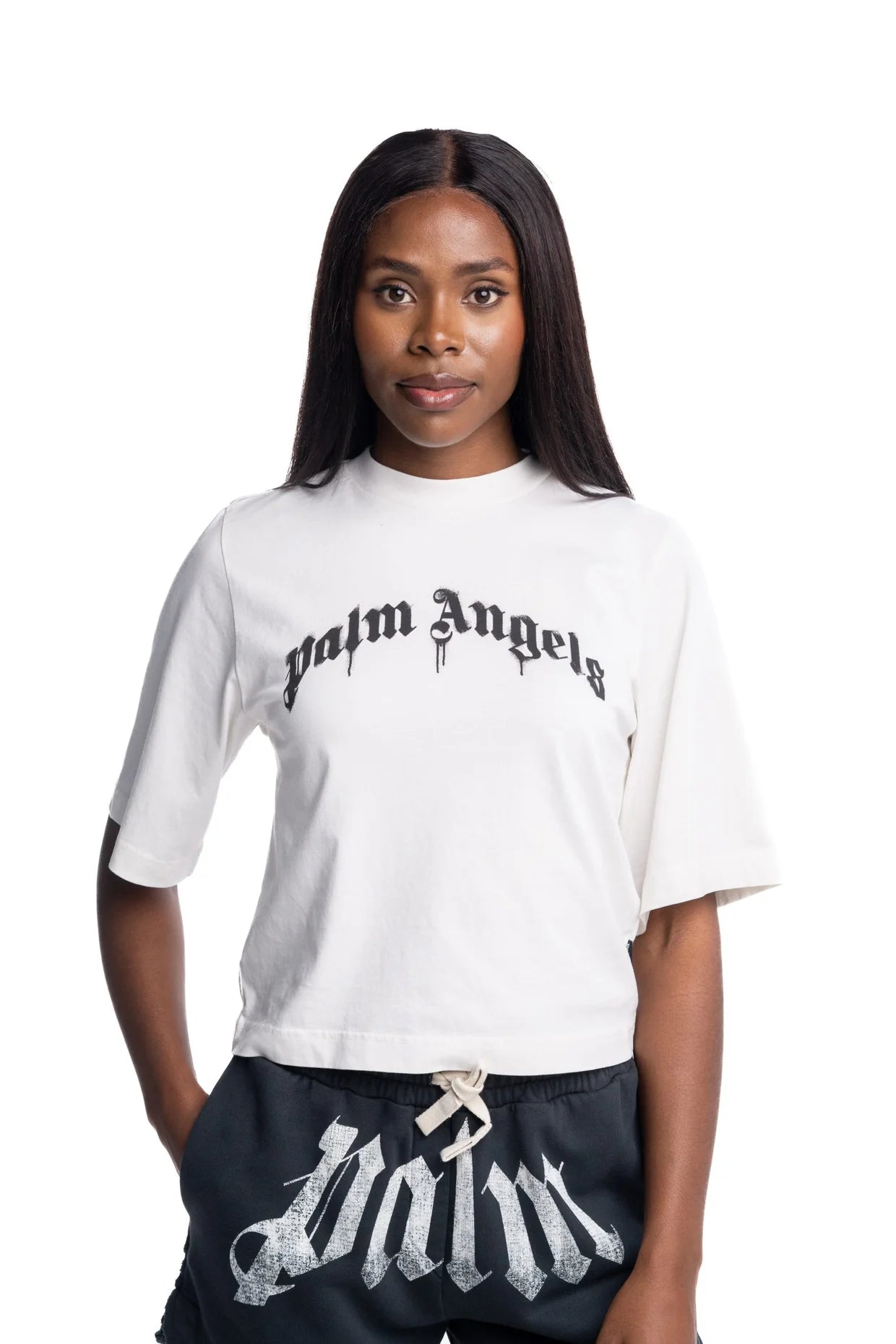 (Core) Palm Angels Ladies Curved Logo Boxy Tee