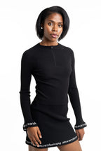 Alexander Wang Ribbed LS Zip Turtleneck Pullover w/Logo Black