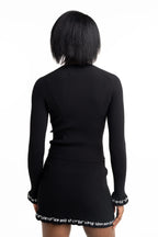 Alexander Wang Ribbed LS Zip Turtleneck Pullover w/Logo Black