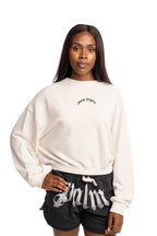 Palm Angels Ladies Curved Logo Loose Crop Crew