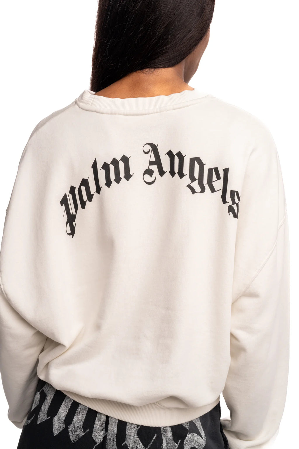 Palm Angels Ladies Curved Logo Loose Crop Crew