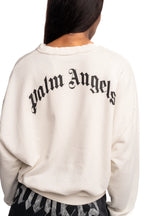Palm Angels Ladies Curved Logo Loose Crop Crew