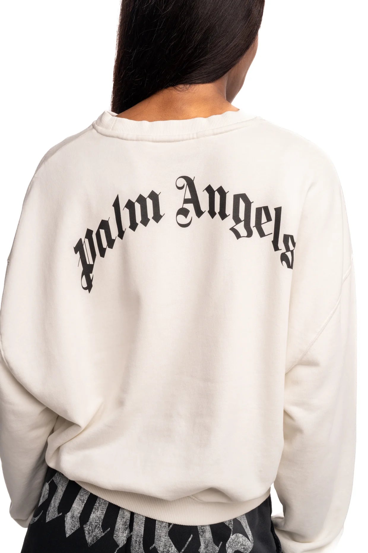 Palm Angels Ladies Curved Logo Loose Crop Crew